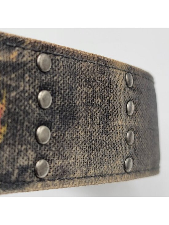 Vtg Y2K Ed Hardy Gothic Handmade Leather Belt with Skull Design & Stud Details S main image 7